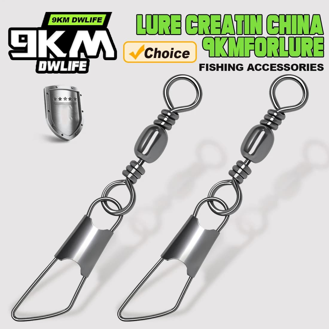 Émerillons barrel avec snap de sécurité - 50 pièces en acier inox pour pêche en mer