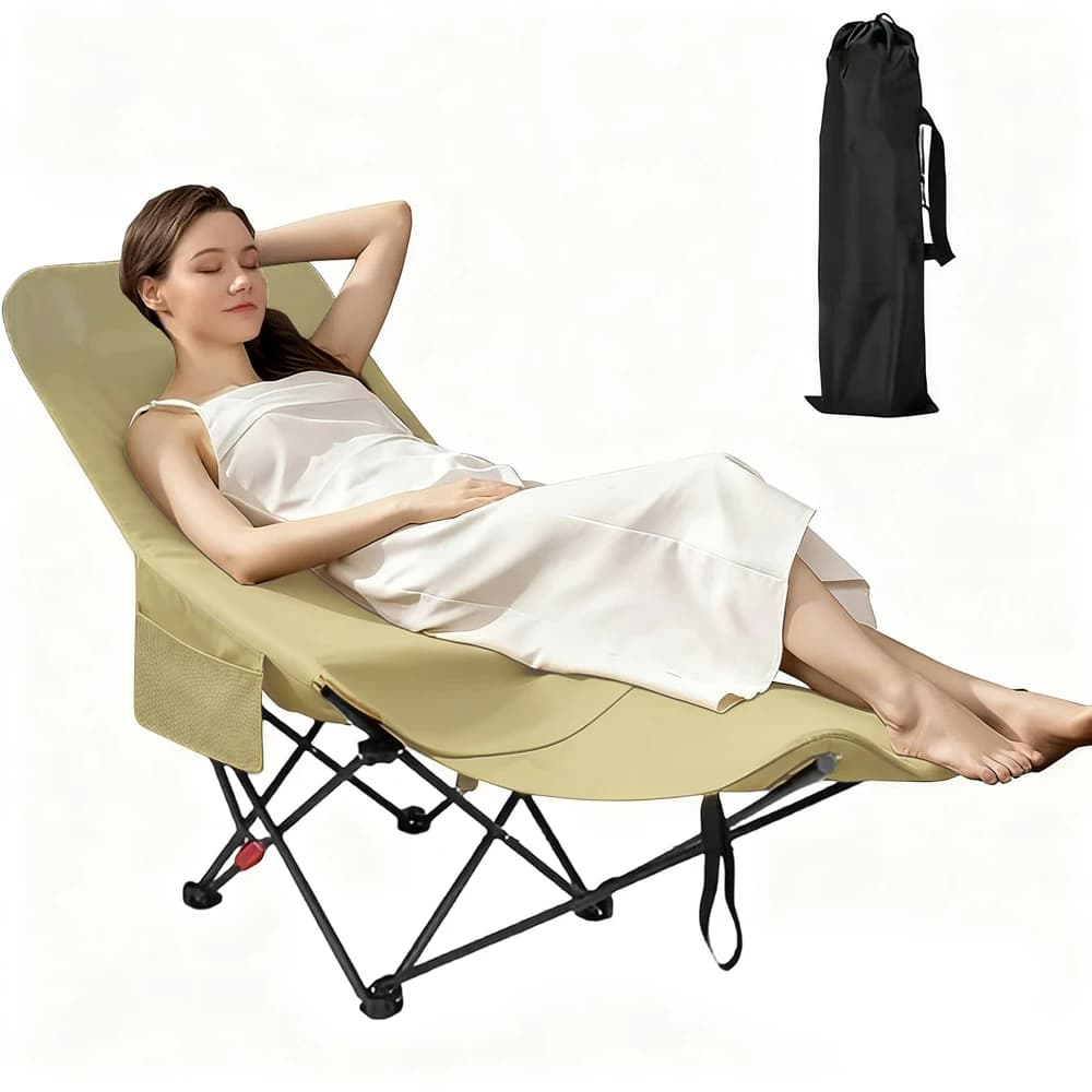 Fauteuil pliant réglable avec repose-pieds intégré - Siège pêche camping plage avec sac de rangement