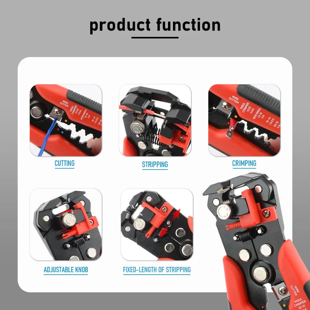 Pince dénudeuse auto-ajustable pour pêche : kit coupe-câble avec étui multifonction sertissage
