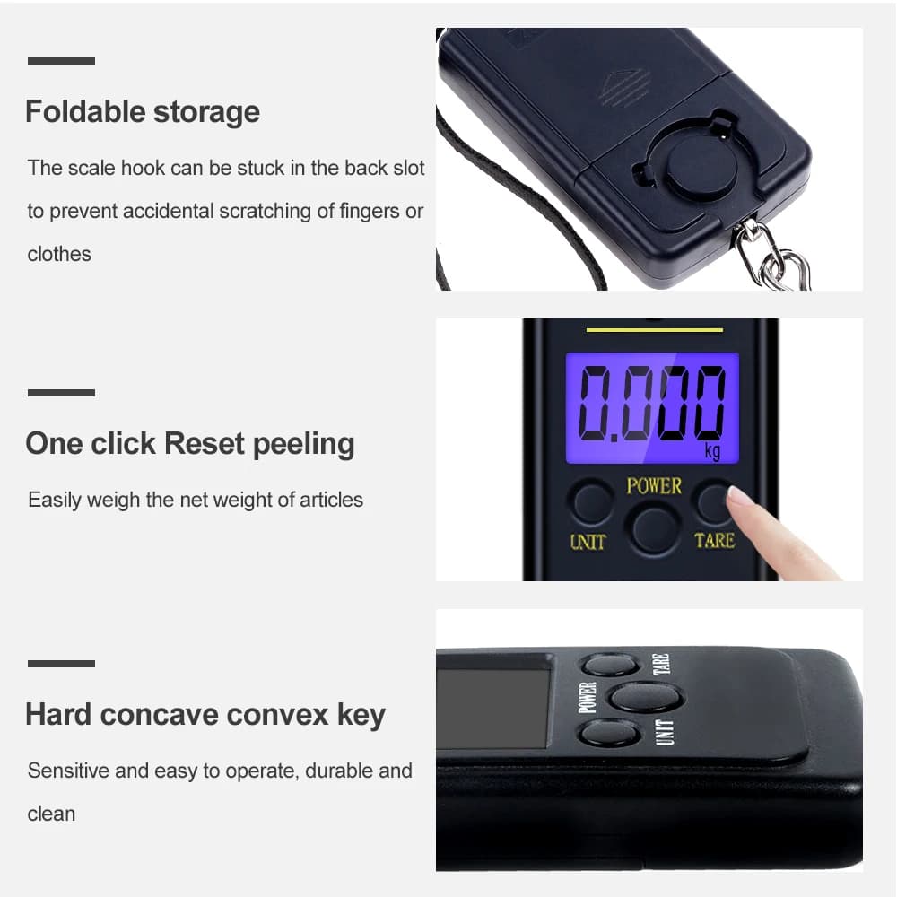 Balance électronique portable 40kg x 10g - Pèse-poissons numérique compact pour pêche précise