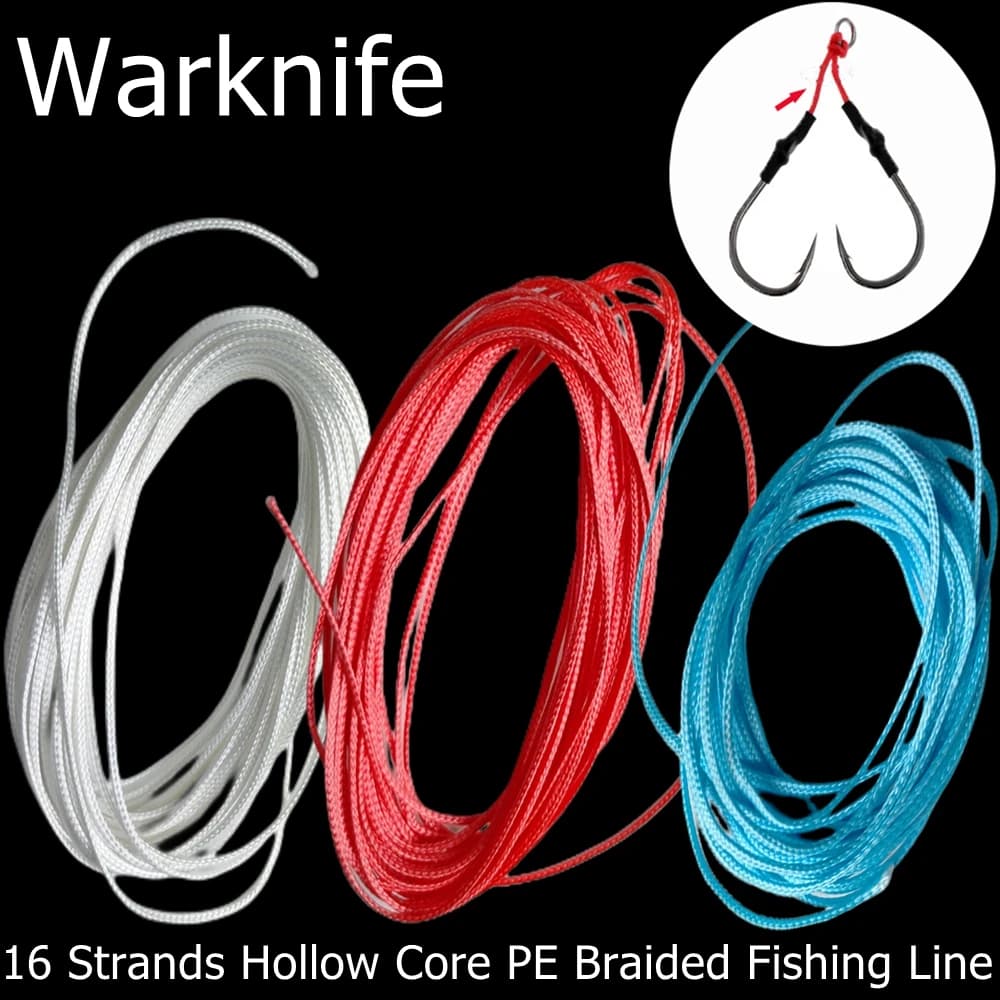 Corde de pêche PE creuse Warknife 16 brins 10m - Ligne assistée pour montage hameçon et pêche à la plongée