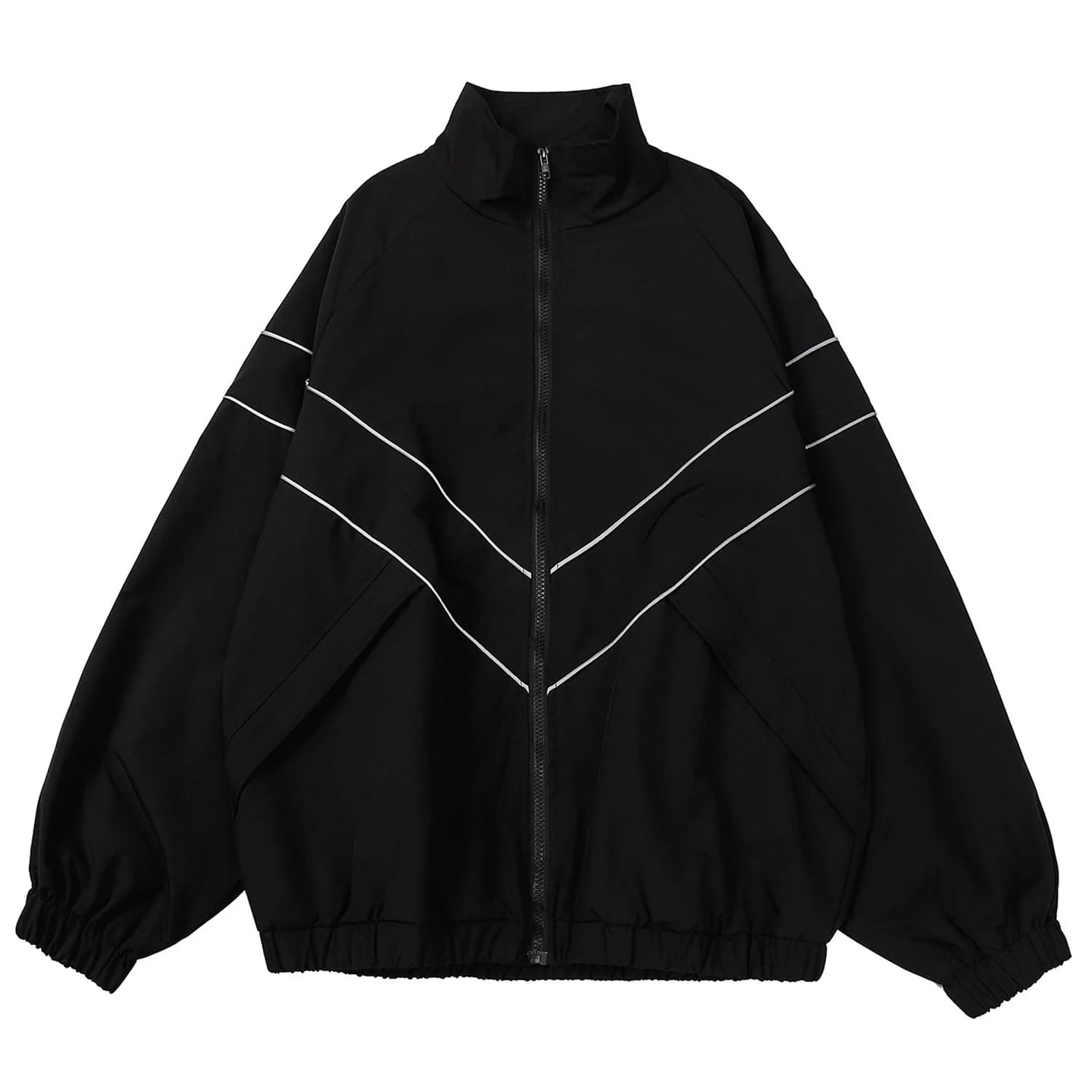 Veste rayée réfléchissante hip hop streetwear 2024 pêche nocturne zippée légère sport