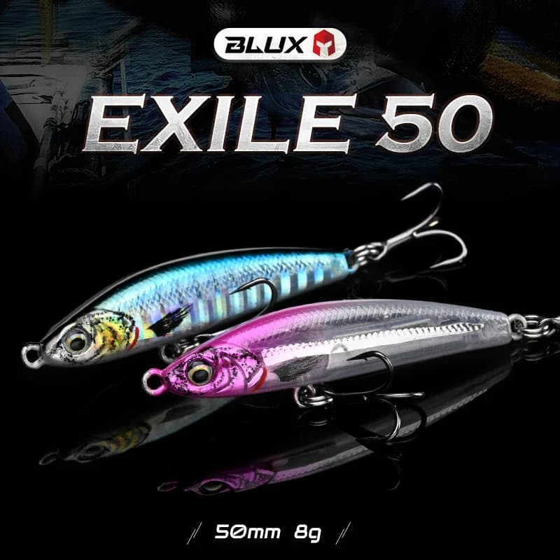 Leurre sinking pencil BLUX EXILE 50 50mm/8g - stickbait plombé minnow sans bavette pour mer