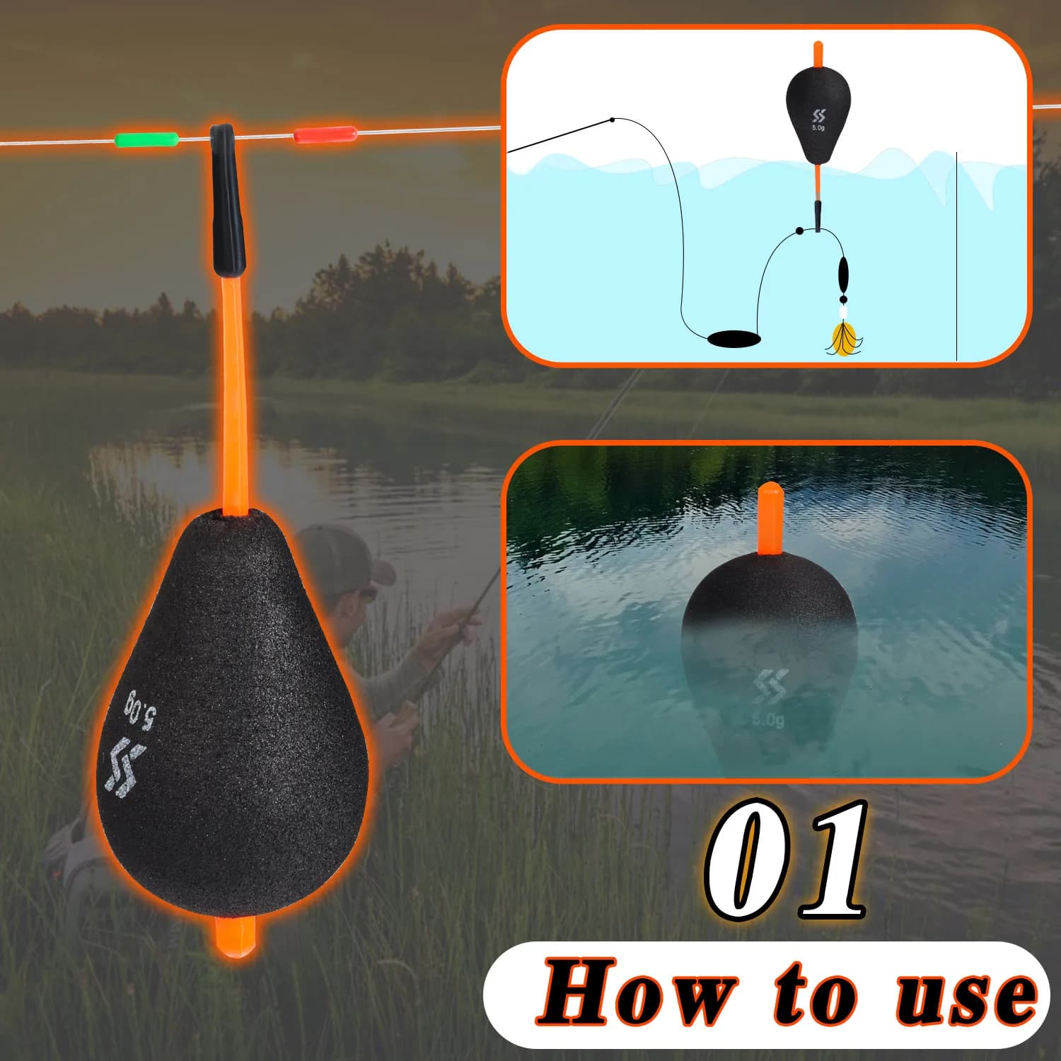 Flotteur de pêche lumineux nuit Sougayilang 1 ou 5 pièces EVA professionnel pour pêche verticale