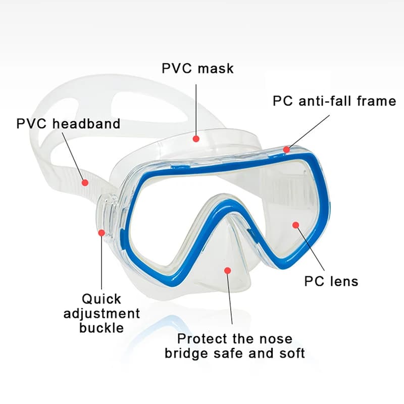 Masque de plongée panoramique HD anti-buée - Jupe silicone avec couvre-nez - Équipement natation