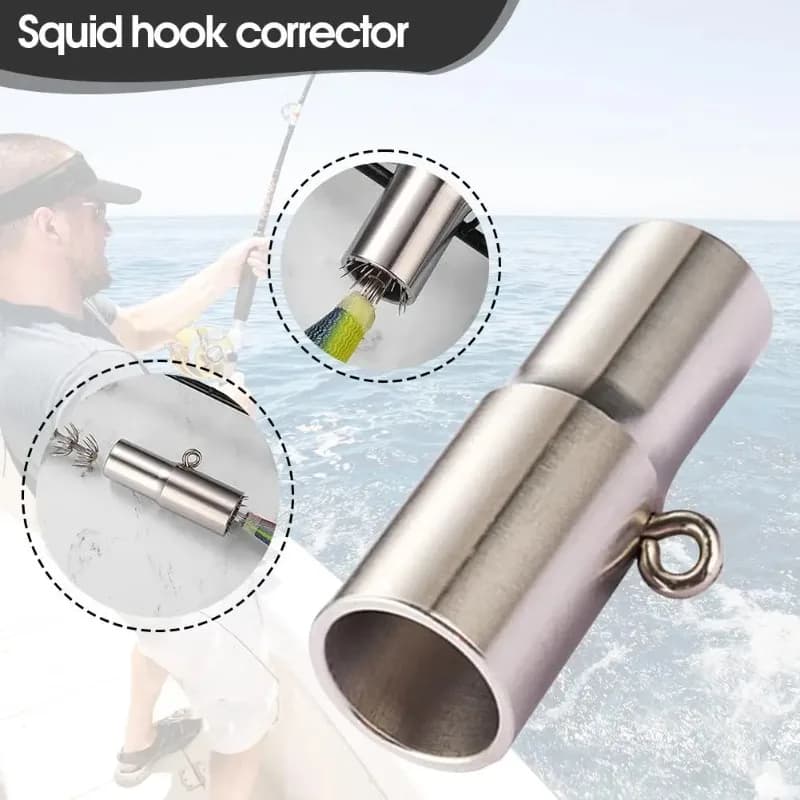 Correcteur d'hameçon calamar pour récupérer les hameçons poulpe, aiguille de pêche carpe en acier inoxydable