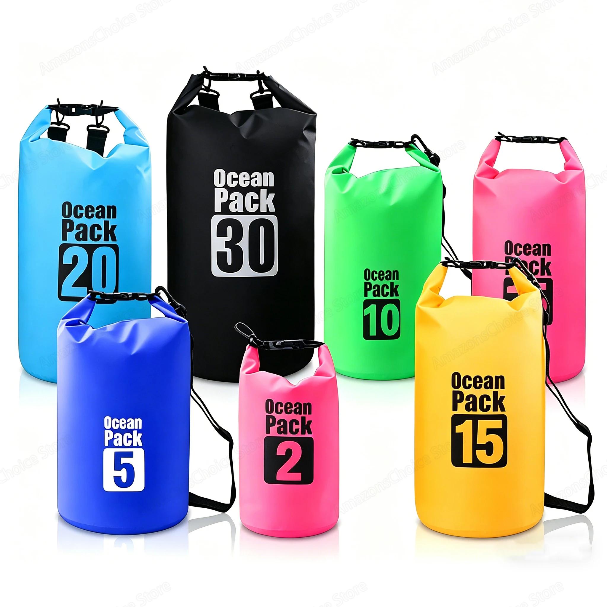 Sac étanche pliable 2L à 15L - Sac flottant pour kayak, rafting, plage et trekking