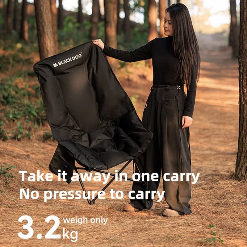 Chaise lune Blackdog renforcée pliante pour pêche, camping et plage avec tabouret intégré