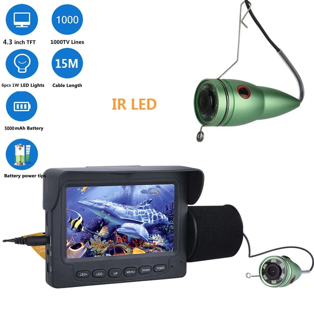 Caméra sous-marine GAMWATER 4.3" avec batterie 5000mAh - Détecteur poissons 1000TVL étanche IP68 pour pêche 30M