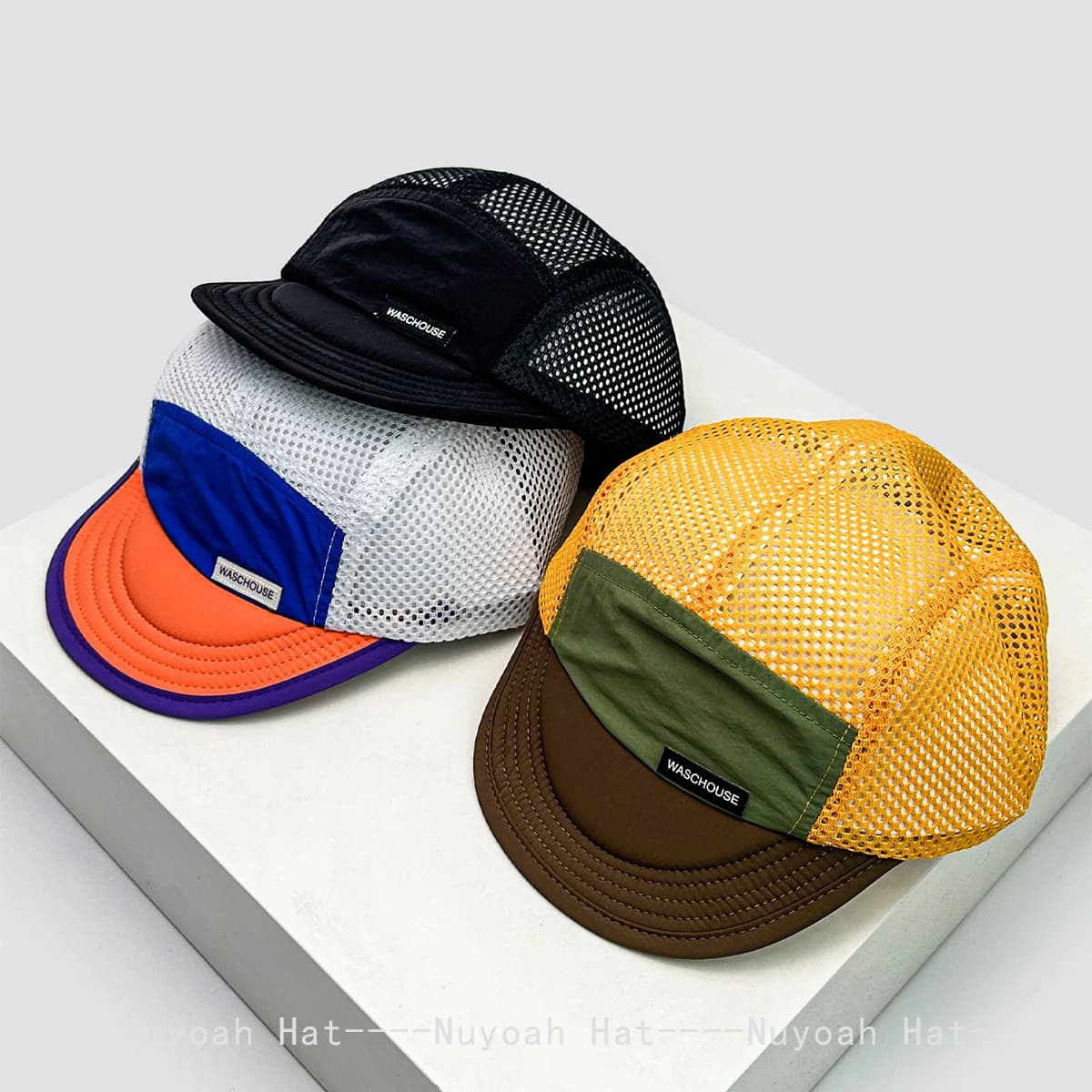 Casquette mesh lettre simple unisexe ombrage séchage rapide respirante petite visière mode extérieur pêche