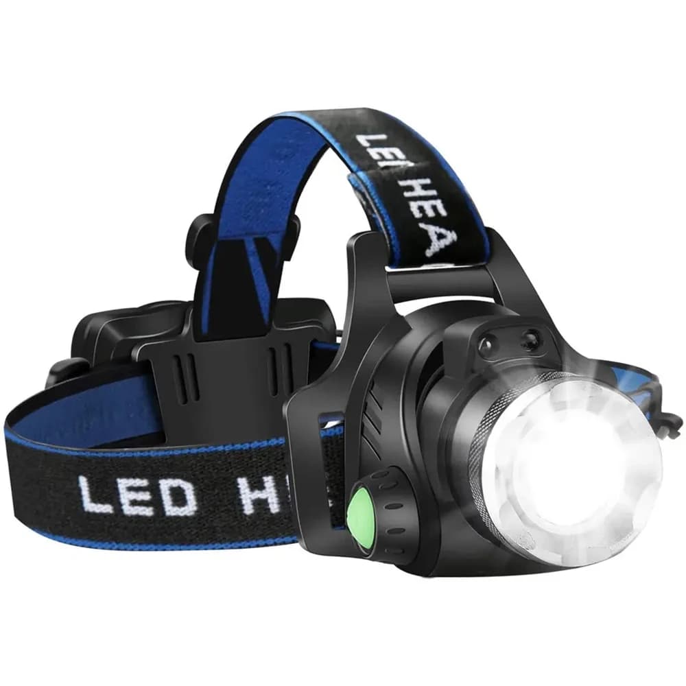 Lampe frontale rechargeable USB 2x18650 détecteur mouvement pêche camping étanche puissante