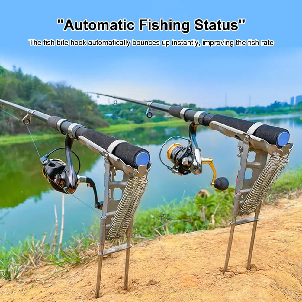 Support canne à pêche pliant automatique pour pêche en étang rivière avec base réglable