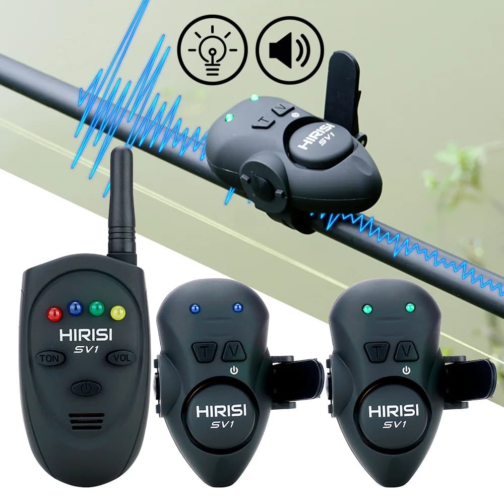 Set d'alarme de touche lumineux Hirisi SV1 avec étui - Indicateur portable pour pêche carpe et nuit
