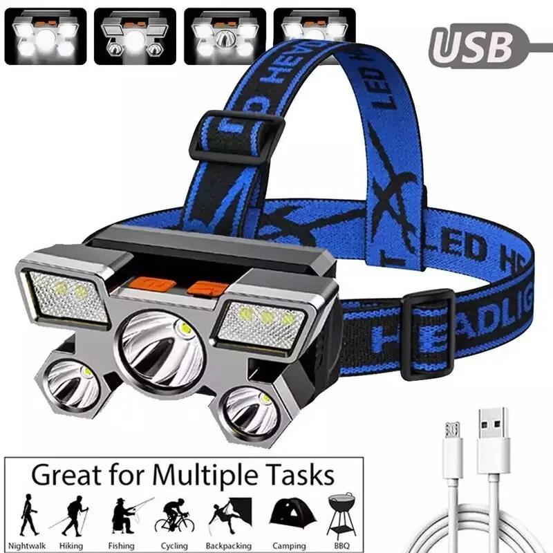 Lampe frontale LED rechargeable puissante pour pêche portable - Éclairage haute puissance pour pêche nocturne