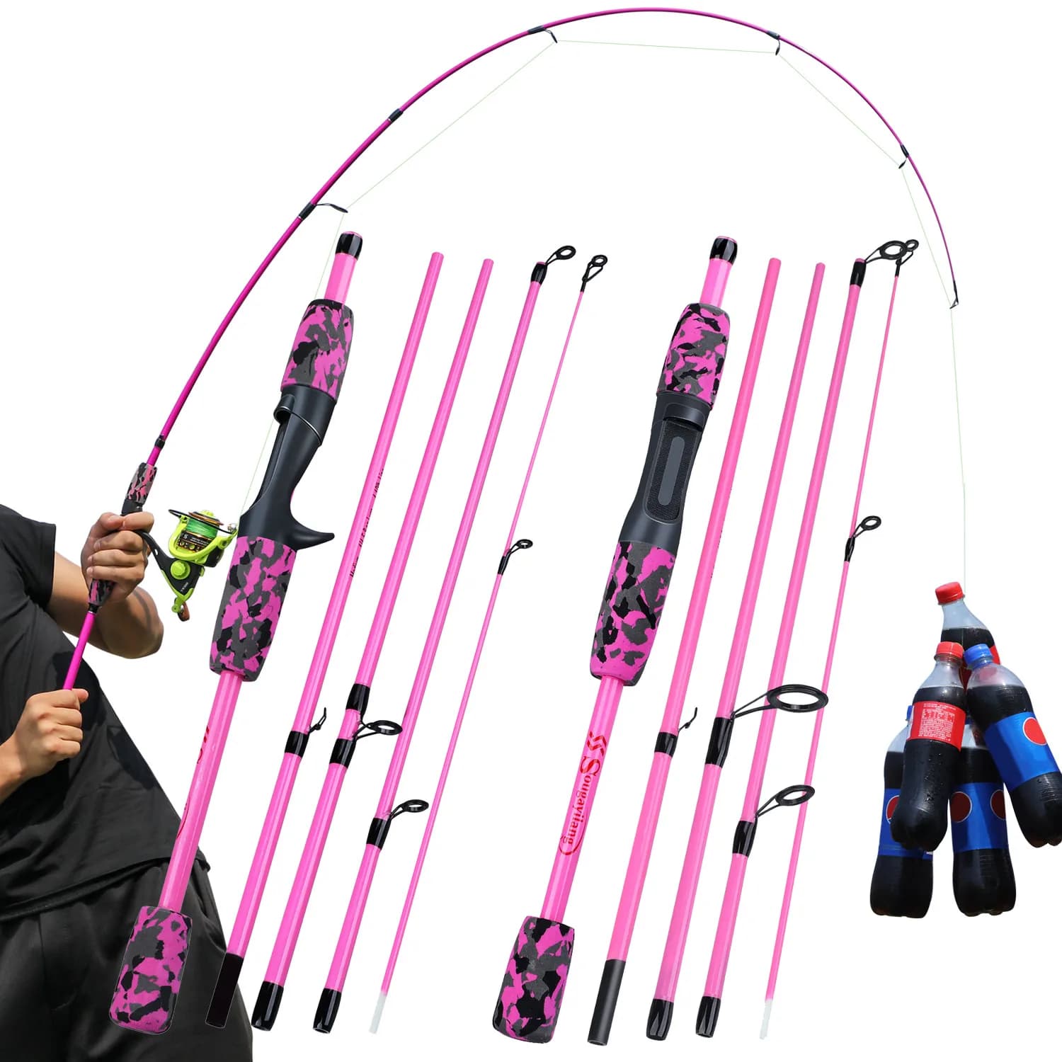 Canne spinning Sougayilang 1.8m 5 sections légère résistante pêche voyage eau douce portable