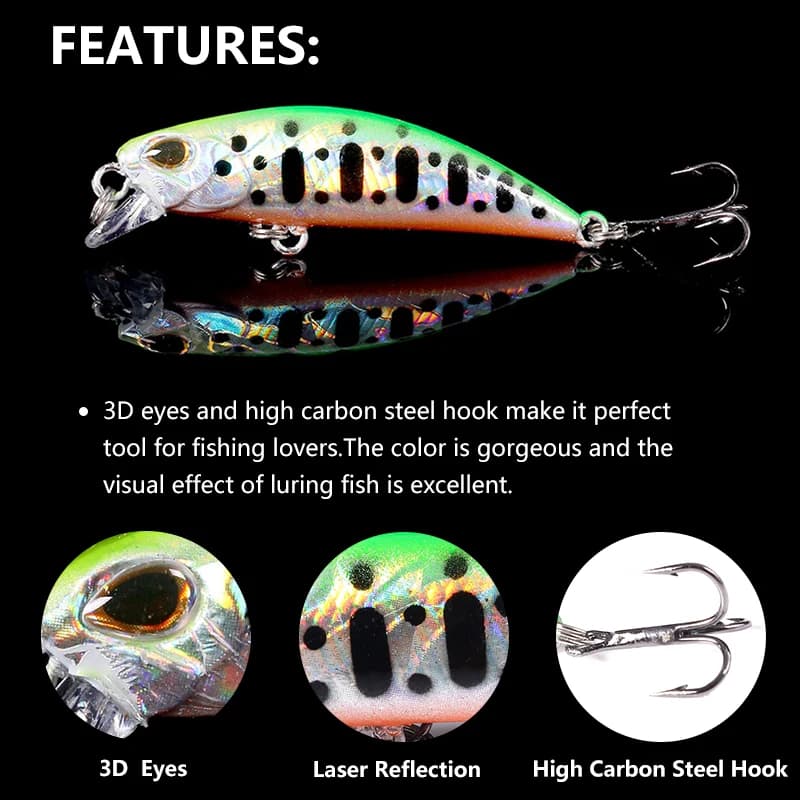 Leurre minnow jerkbait coulant 5.8cm 4.9g pour pêche carnassiers - appât dur black minnow wobbler