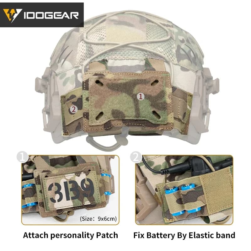Housse casque tactique pêche IDOGEAR 3814 - Protection Wendy 3.0 avec poches NVG