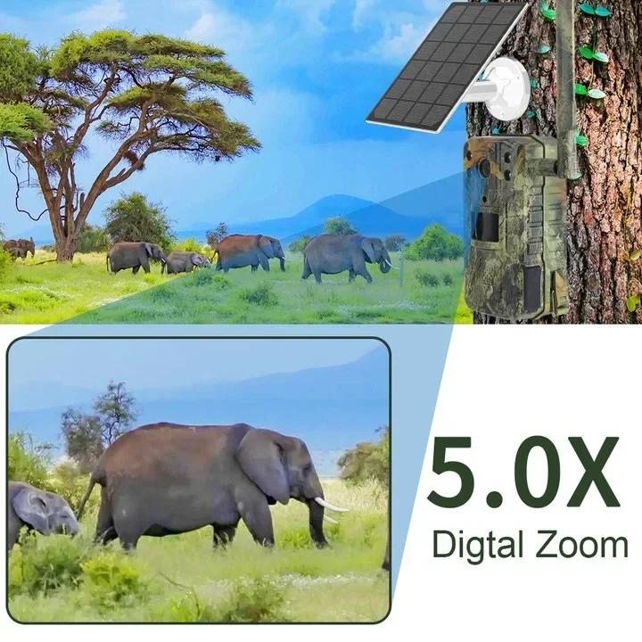 Caméra chasse solaire 20MP détection PIR étanche faune 4K 14MP 4G vision nocturne 30m 7800mAh