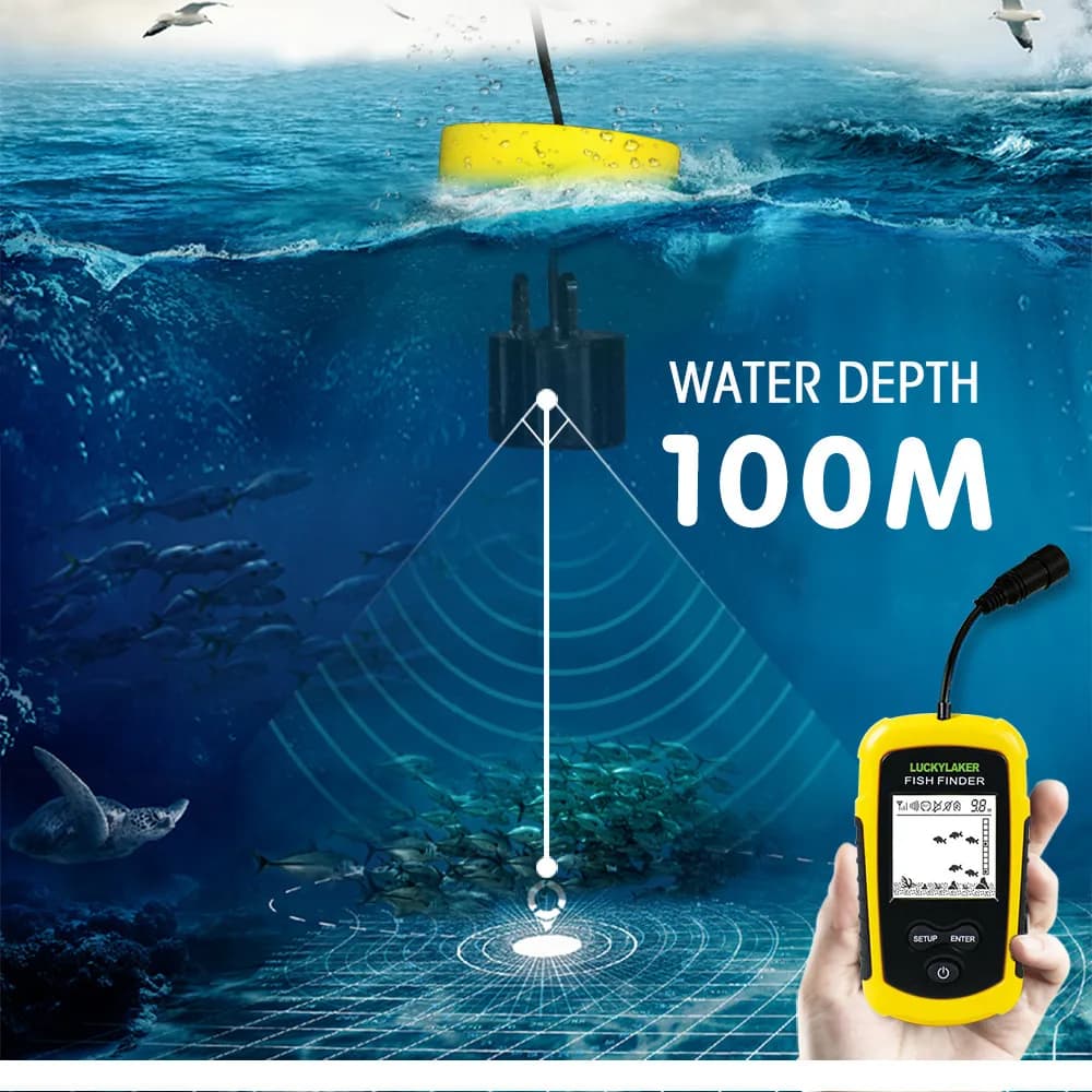 Sonar portable Lucky FF1108 avec alarme - Détecteur 100m couverture 45° pour pêche mer/lac