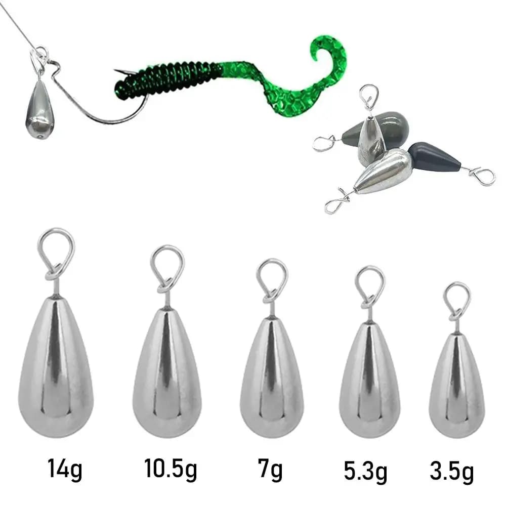Plombs pêche tungstène 1.4g à 14g forme goutte avec connecteur hameçon pour pêche fine