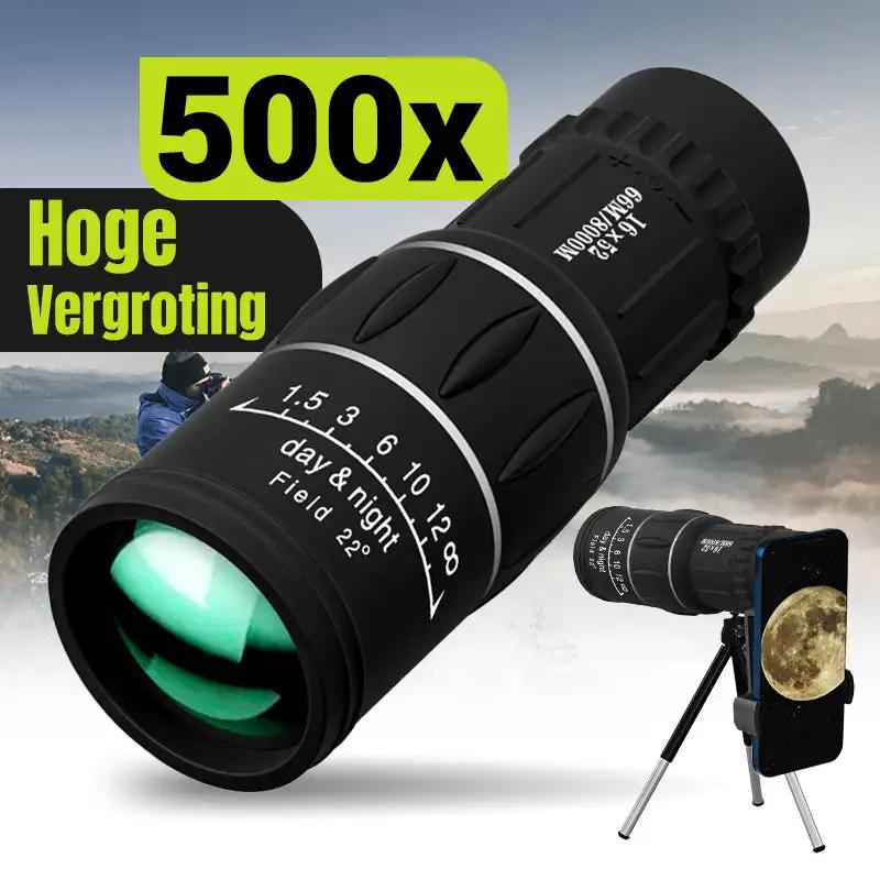 Jumelle monoculaire 16x52 haute puissance zoom double mise au point pour observation pêche longue distance