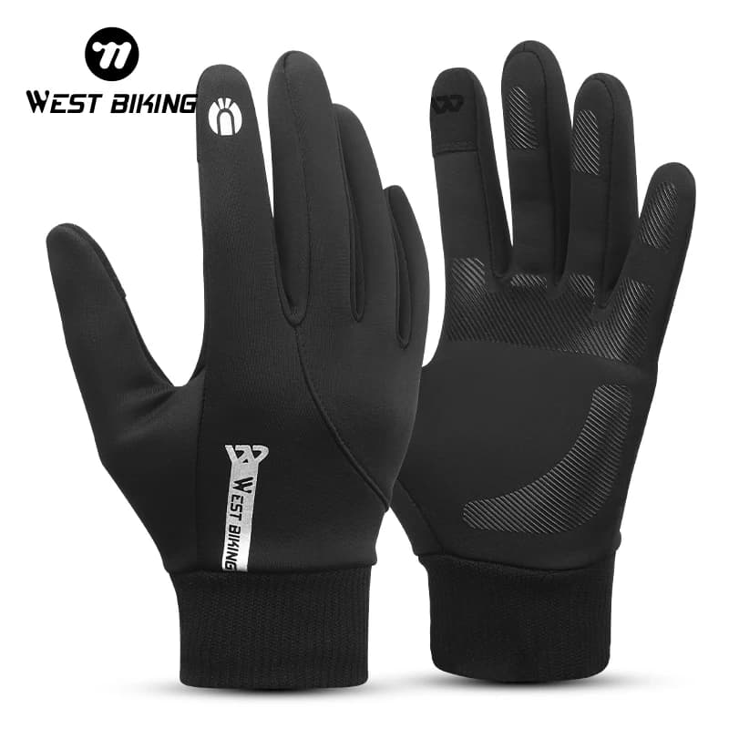 Gants vélo hiver WEST BIKING thermiques coupe-vent avec écran tactile - homme VTT route polaire