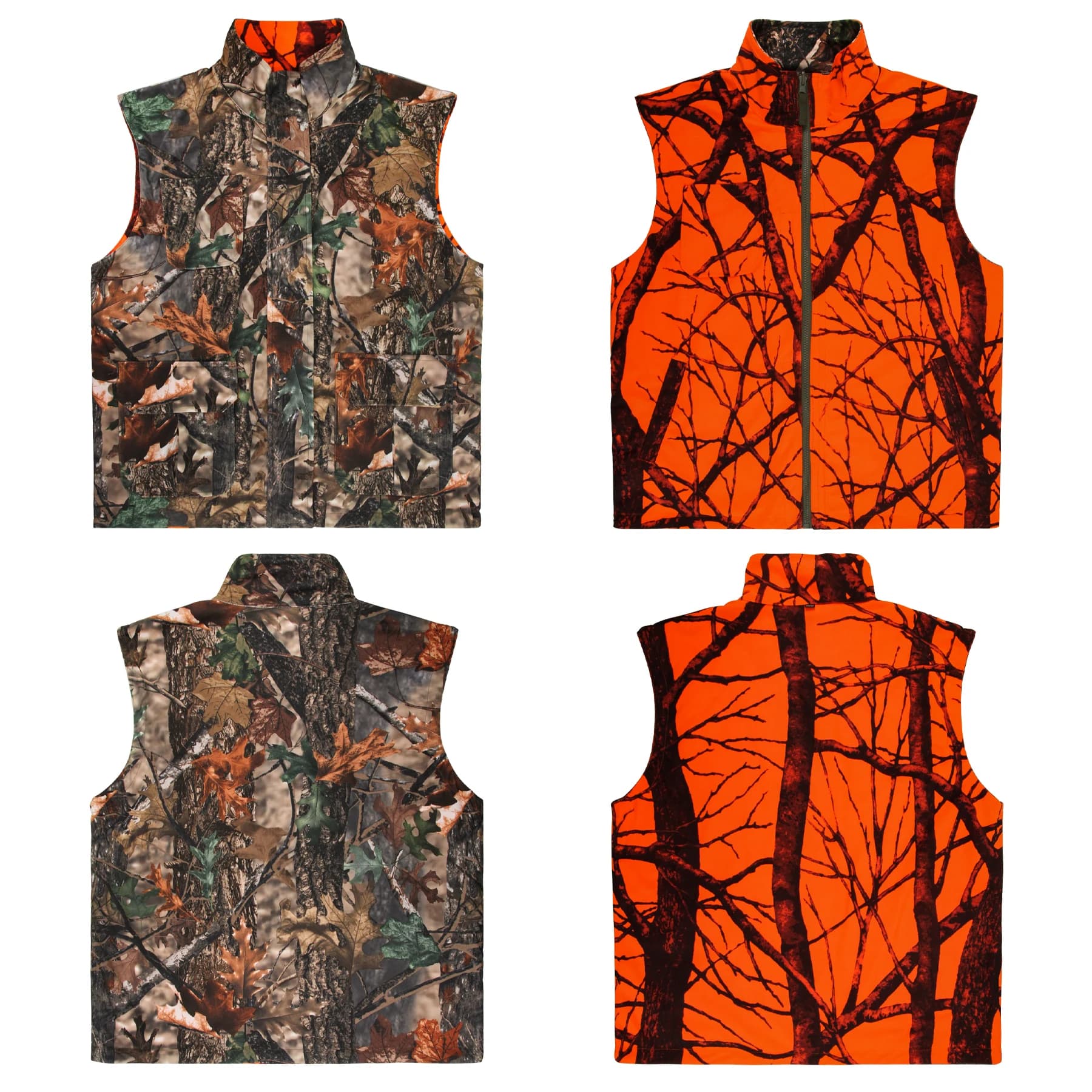 Veste de chasse camouflage orange GUGULUZA - Veste polaire pêche randonnée sans manches