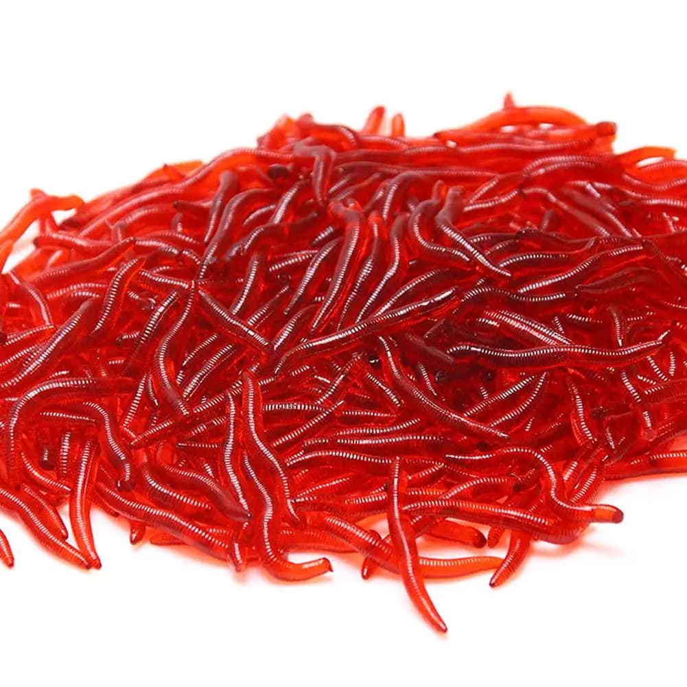 50/100 vers rouges silicone PVC appâts souples 3.5cm - leurres réalistes carpe bass pêche