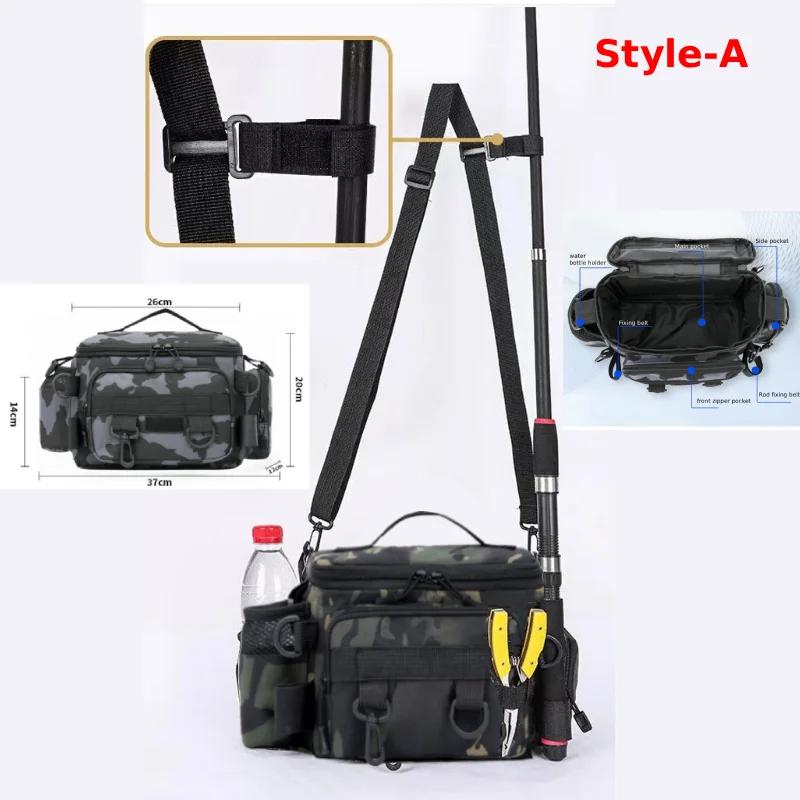 Sac à dos homme rangement leurres pêche avec porte-canne - Équipement pêche, randonnée, camping