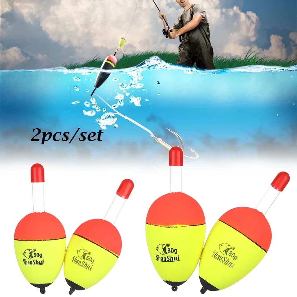 Lot 2 flotteurs EVA lumineux pour pêche en mer et rock fishing - Flotteurs mousse 5 à 60g