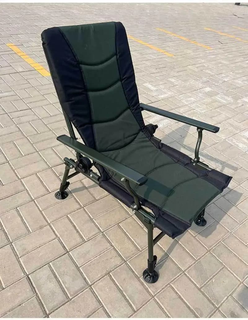 Chaise pêche multifonction avec repose-pieds et dossier haut réglable 160° pour loisirs