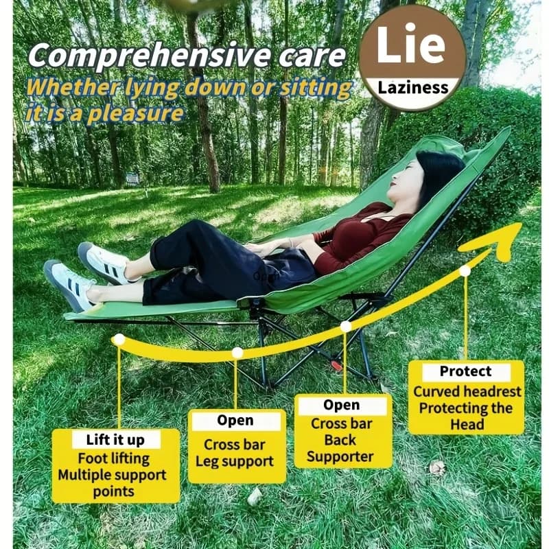 Chaise lune pliante portable réglable pour camping pêche et relaxation extérieure cadre acier 4 positions