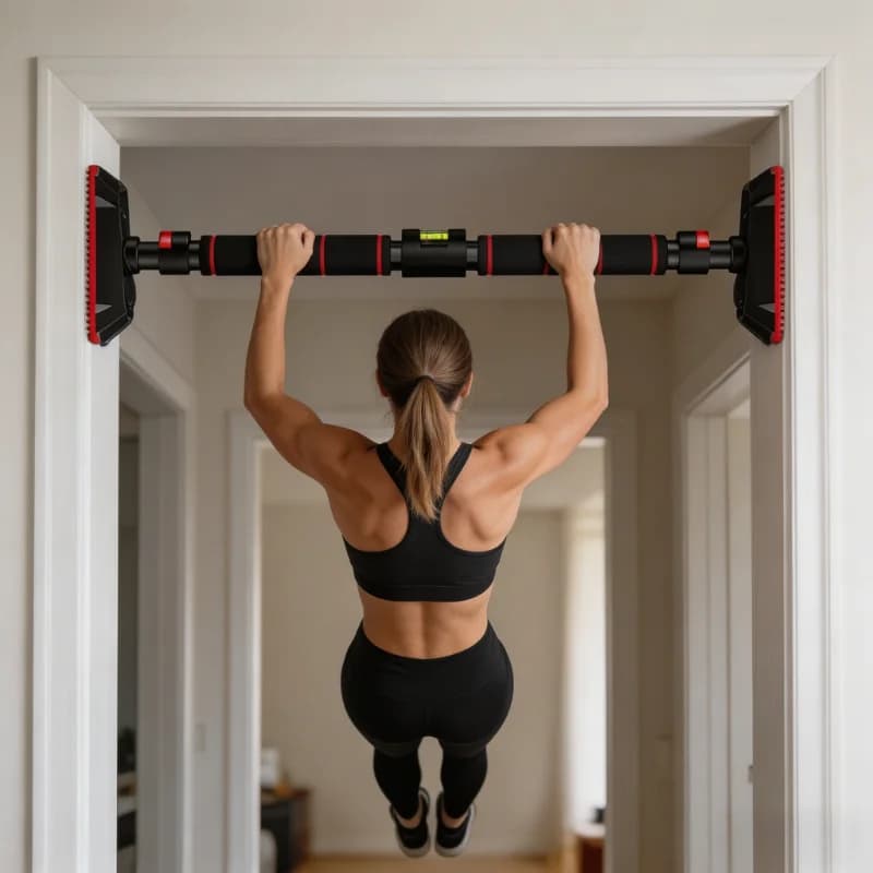 Barre de traction réglable 69-92cm avec niveau à bulle pour porte - entraînement force