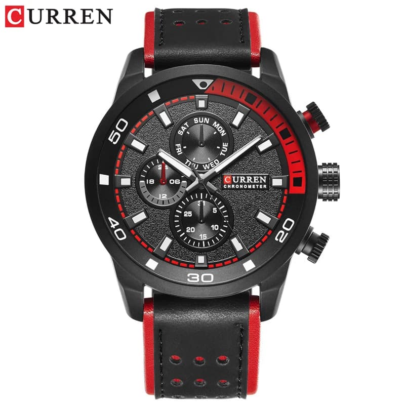 Montre bracelet cuir étanche homme CURREN 8250 affichage minimaliste trois aiguilles style casual business