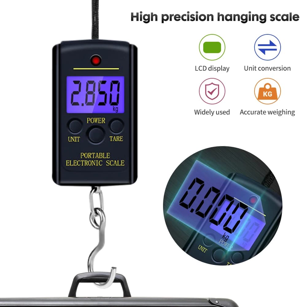 Balance électronique portable 40kg x 10g - Pèse-poissons numérique compact pour pêche précise