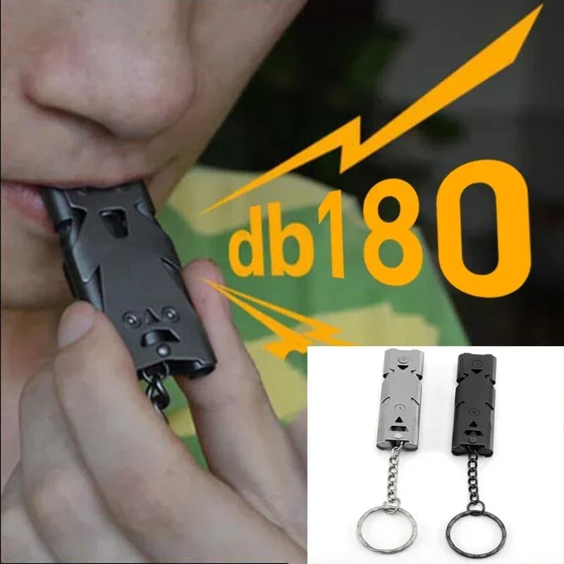 Sifflet double tube haute décibels étanche - idéal urgence SOS camping sports arbitrage