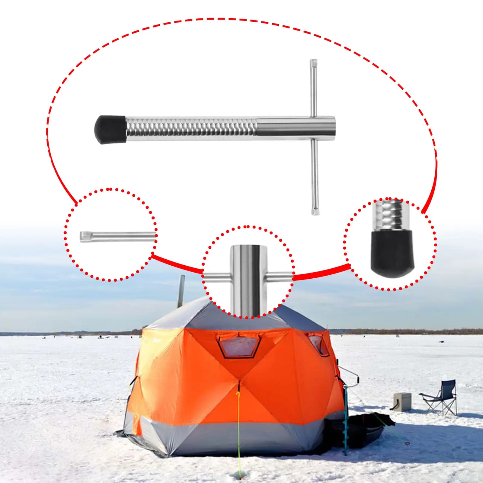Vis à glace spirale pour tente outil perçage neige camping pêche sur glace équipement