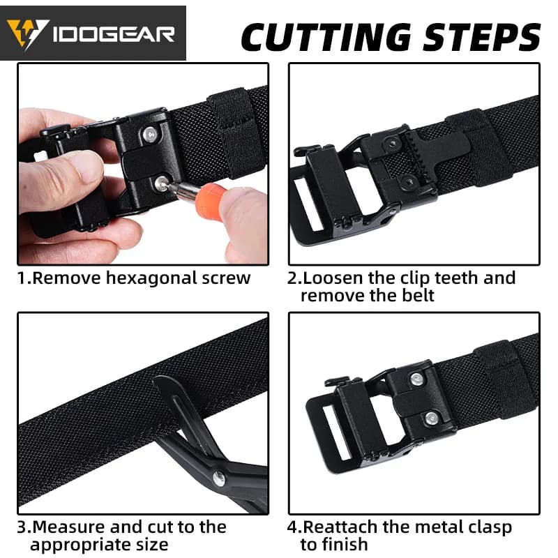 Ceinture tactique IDOGEAR 1.5 pouces rigide avec boucle ratchet pour IPSC USPSA IDPA