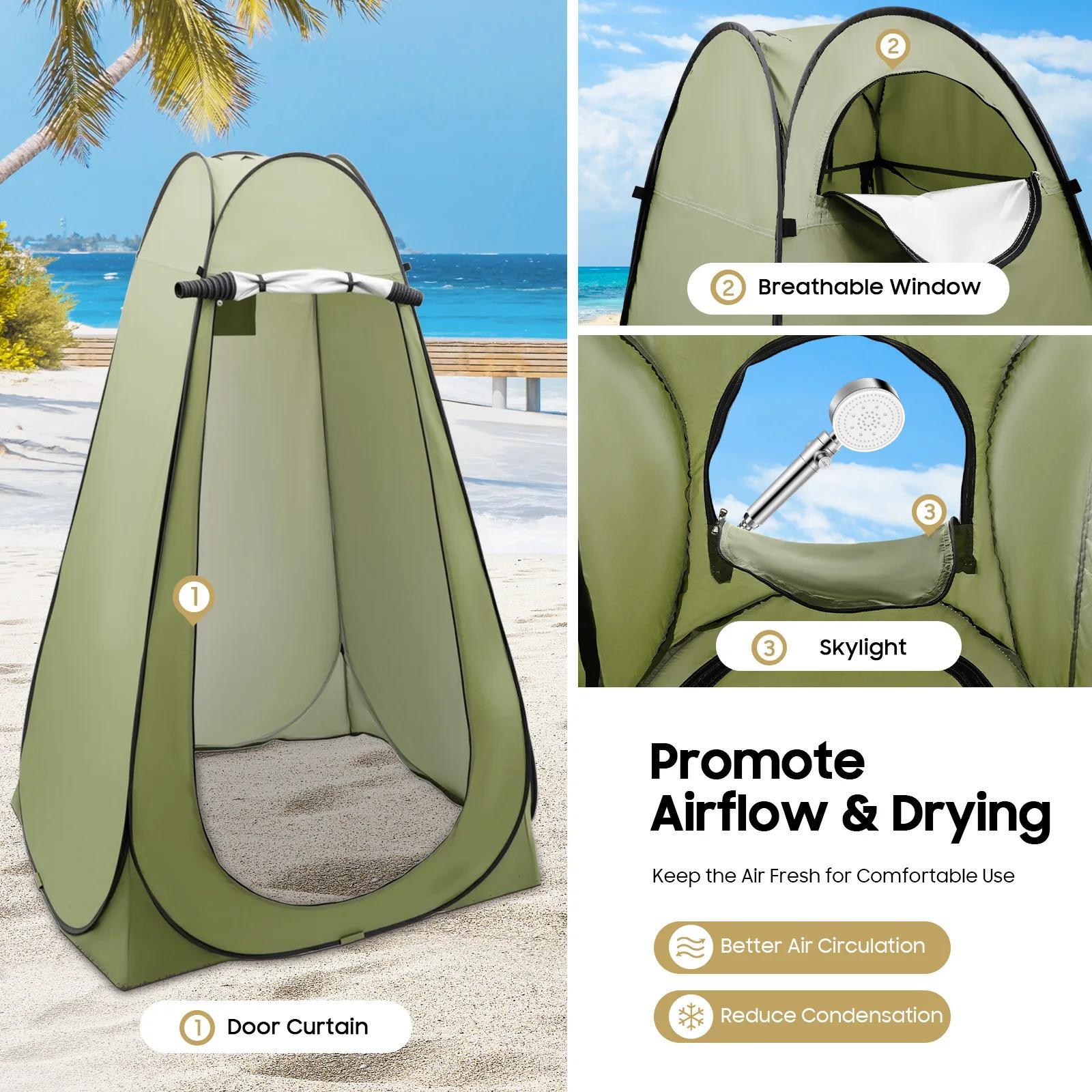 Tente toilette portable étanche pour camping randonnée pêche - Abri intimité 1.2x1.2x1.9m pliable et léger