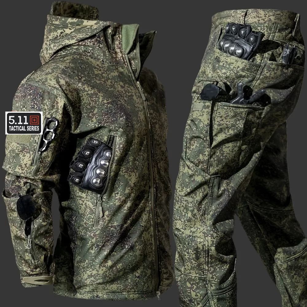 Veste et pantalon de pêche hiver polaire coupe-vent imperméable 5XL épais résistant