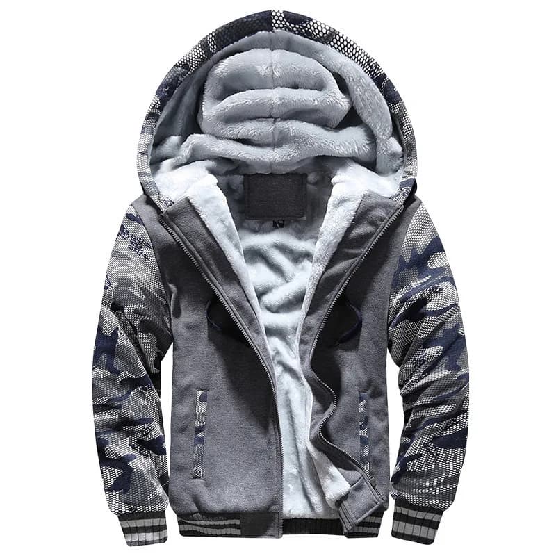 Veste pêche camouflage polaire - Vêtement chaud discret pour pêche hivernale