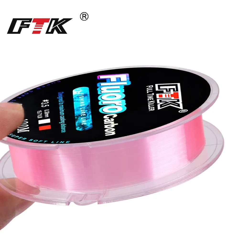 Ligne fluorocarbone FTK rose 100m pour leurres - Leader souple pêche à la mouche 4-34LB