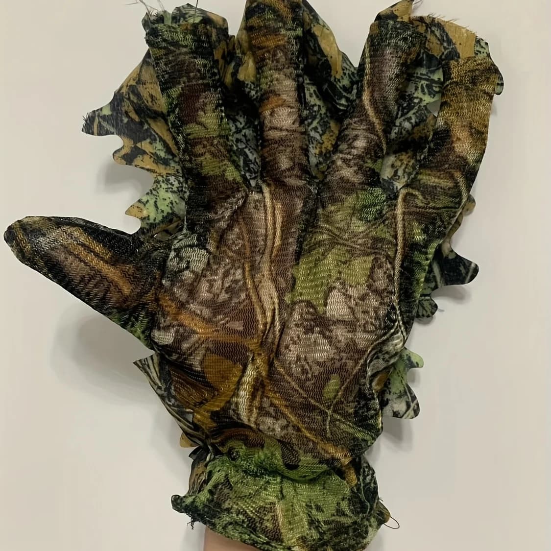 Gants camouflage feuilles jungle - Accessoire pêche discret pour approche des poissons méfiants