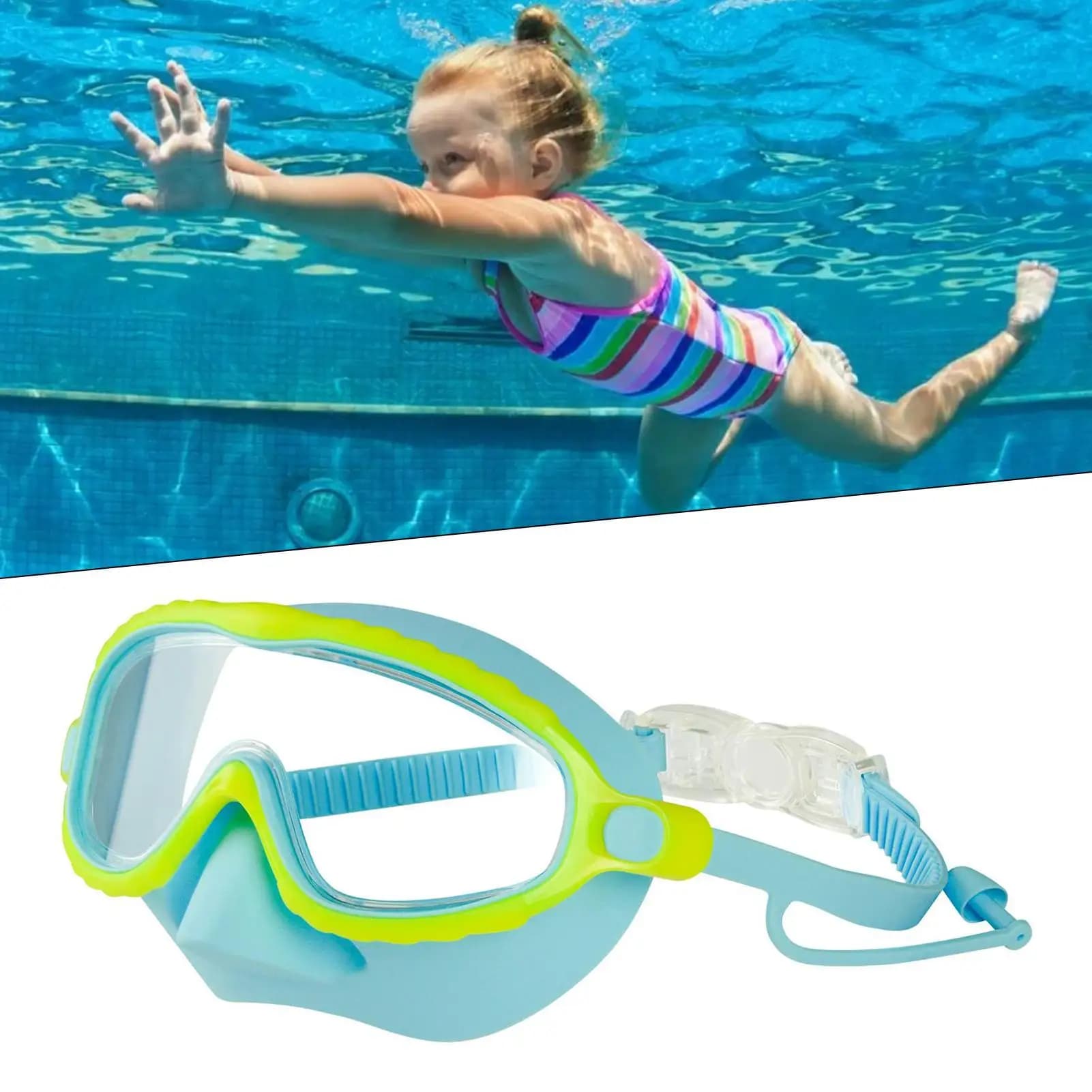Lunettes de natation enfants anti-buée étanches avec protection nez intégrée pour sécurité