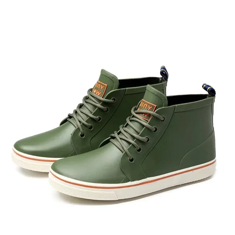 Chaussures pluie homme mode extérieur bottes qualité lacets pêche confort imperméables semelle souple travail