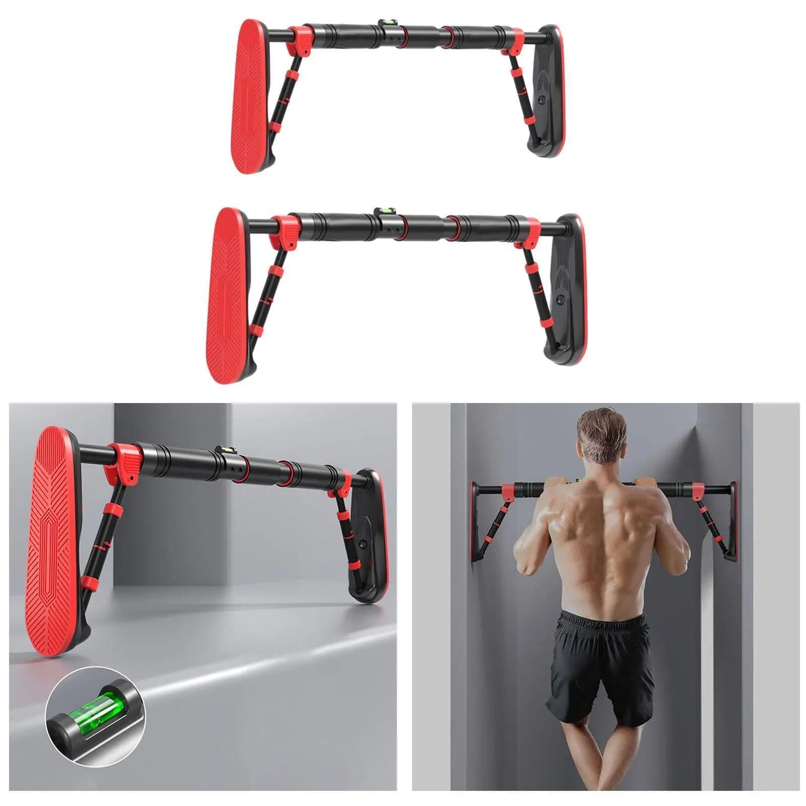 Barres de traction extra larges pour porte - Station dips sans vis avec poignées rembourrées - Équipement fitness pêche