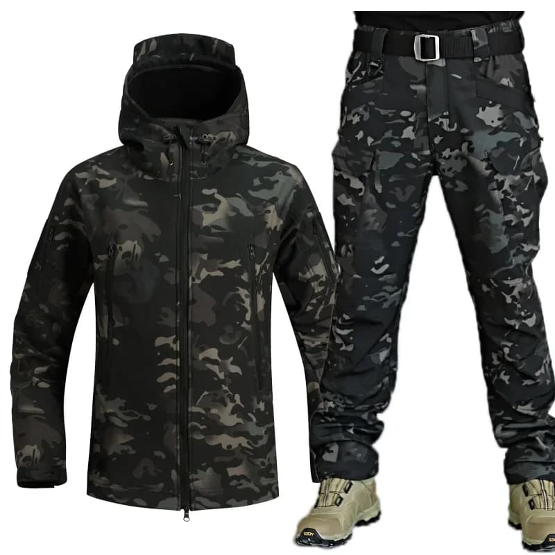 Veste et pantalon de pêche hiver polaire coupe-vent imperméable 5XL épais résistant