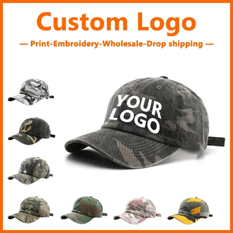 Casquette camouflage broderie DIY pêche - Chapeau personnalisable gros pour pêche