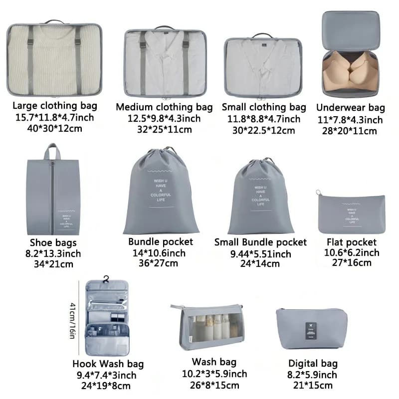 Set sacs organisateurs voyage pour vêtements et produits numériques - rangement valise et dortoirs étudiants