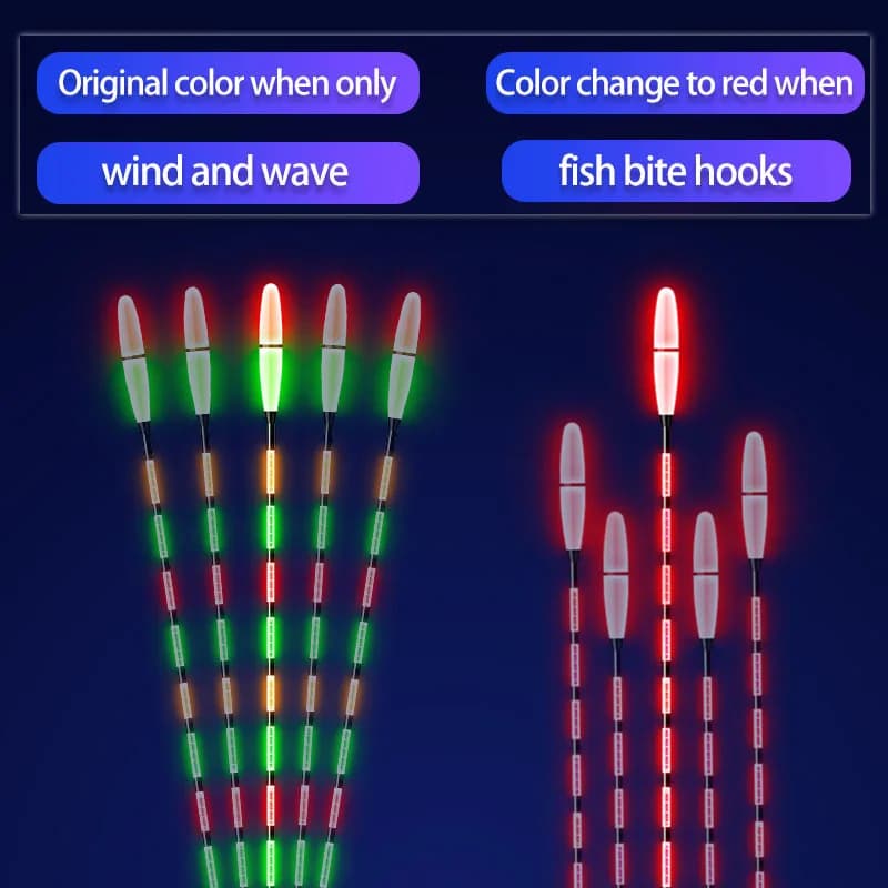 2 flotteurs de pêche électriques avec capteur de gravité et indicateur lumineux pour détecter les touches des poissons
